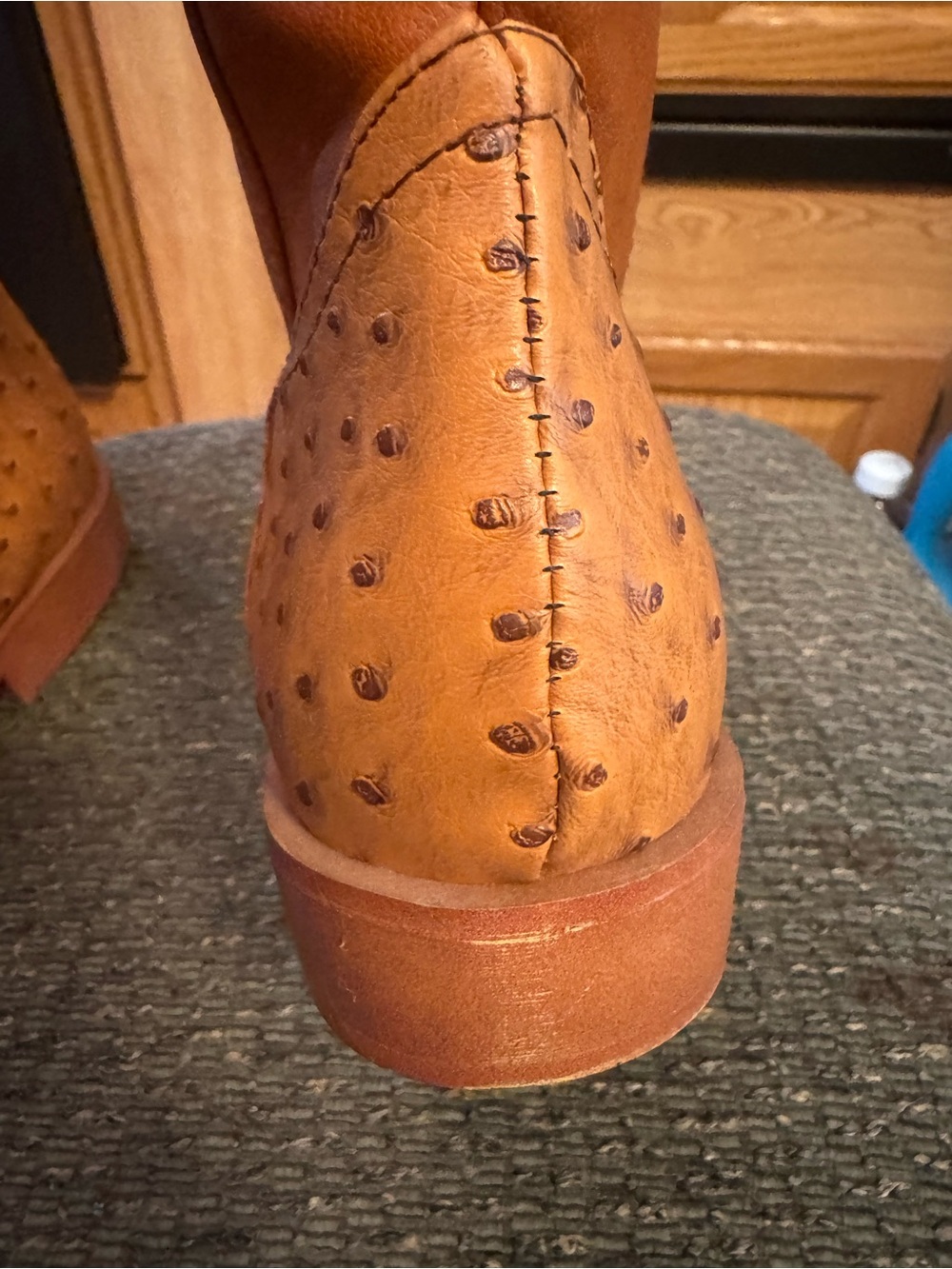 Dahongma Fashion Brown Round Toe Ostrich Pattern Women’s Zip Up Western Boots - Picture 11 of 15